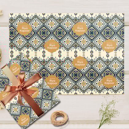 Custom Gift Wrapping Paper - Blue Mosaic Design-Lots of Love / Set of 10 sheets