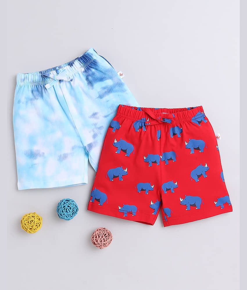 BUMZEE Blue & Red Boys Shorts Pack Of 2 Age - 18-24 Months