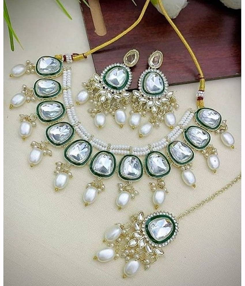 Padmavati Bangles White Alloy Necklace Set ( Pack of 1 )