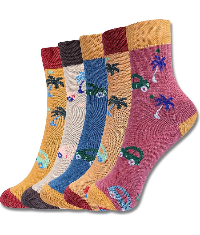 Dollar Multicolor Cotton Blend Boy's Ankle Length Socks ( Pack of 5 )