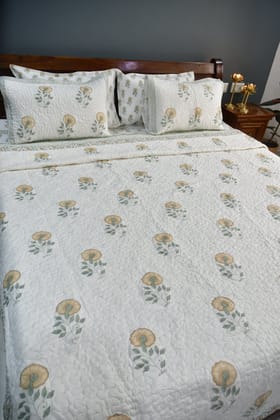 Flower of Hope Quilted Handblock bedcover