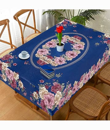 Crosmo Printed PVC 4 Seater Rectangle Table Cover ( 60 x 40 ) cm Pack of 1 Blue