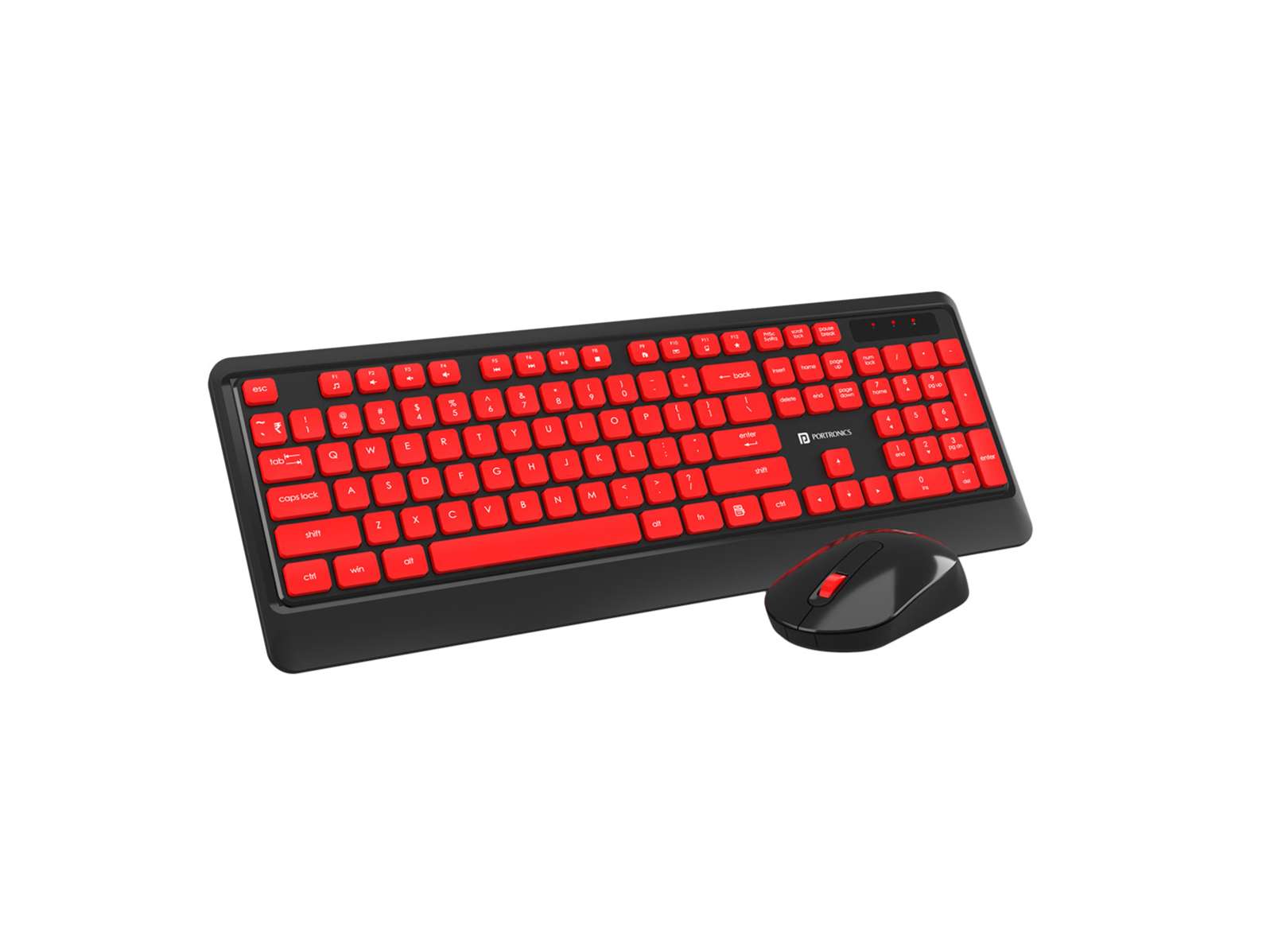 Portronics Key5 Combo Wireless Keyboard and Mouse Set, with 2.4 GHz USB Receiver, Silent Keystrokes, 1200 DPI Optical Tracking, Full-Sized Keyboard, Multimedia Keys for PC, Laptop & USB Supported Devices - Black