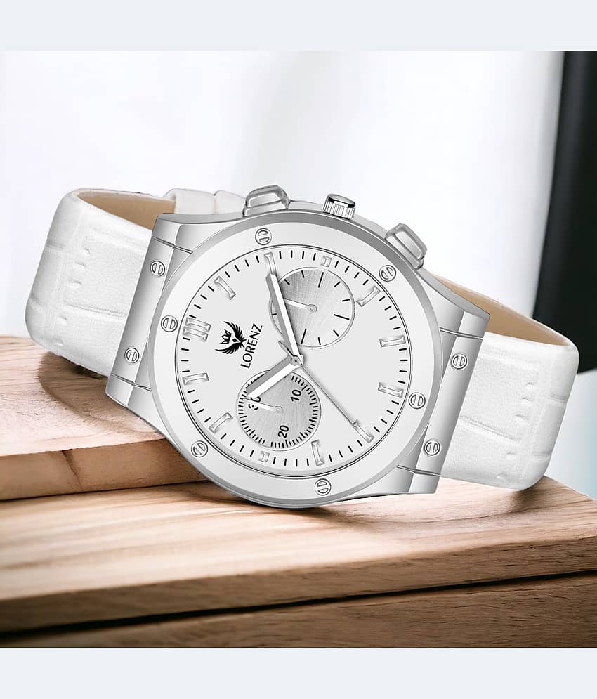 Lorenz White PU Analog Men's Watch