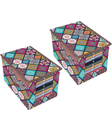 PrettyKrafts Premium Shirt Stacker Closet Organizer with Lid - Shirts and Clothing Organizer with Lids (Set of 2)-Multi Checks