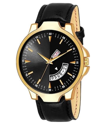 newmen - Black Leather Analog Mens Watch