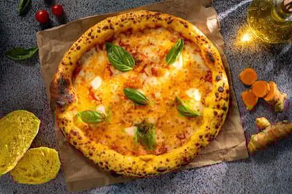 Turmeric Sourdough Margherita Pizza