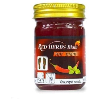 Movitronix Phothong Green Herb Pain Balm 50g Thailand Product Pack of 1 (Red Colour Herbs Hot Balm 50g)