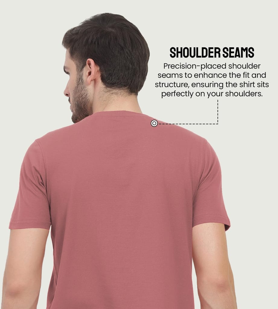 Freecultr Truly Classic Organic Men's Cotton T-Shirt | Solid Round Neck Half Sleeve | Plain Stylish t Shirts | Regular Fit | Casual T Shirt for Man Pack of 1-Dusty Pink