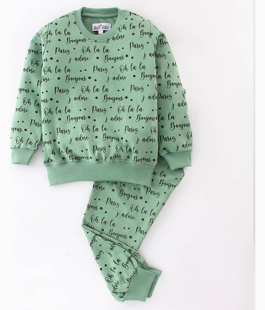 Nite Flite Pack of 1 Girls Cotton Nightsuit Set ( Green )