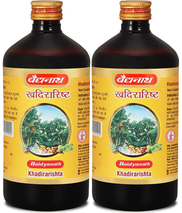 Baidyanath Khadirarishta Helps in Blood Purification, Skin & Intestinal Problems 450ml (Pack of 2)