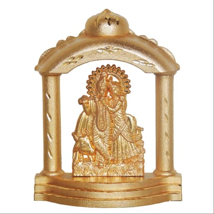 Aluminium Radha Krishna Cow Darbar Idol Statue for Spiritual Home Decor, Height : 4.5 Inch (ASMAS191 D)