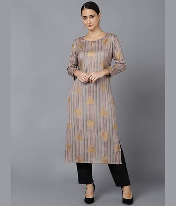 Vaamsi Cotton Printed Straight Women's Kurti - Grey ( Pack of 1 )
