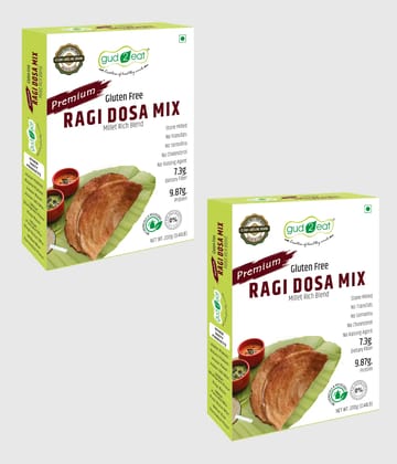 Gud2Eat Ragi Dosa Mix | Instant Healthy Breakfast Mix | Rich in Calcium & Fiber | Traditional South Indian Breakfast | 400g ( Pack of 2, 200g x 2 )