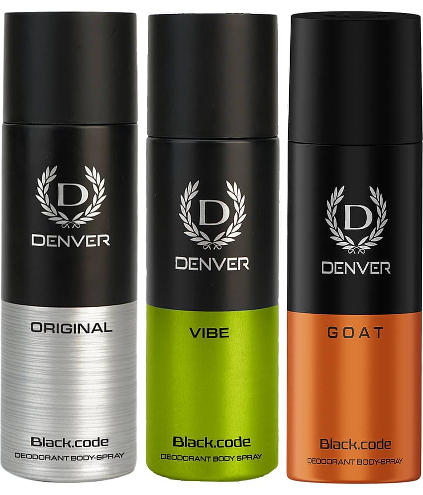 Denver Blackcode Original, Goat & Vibe 150 Each Deodorant Spray for Men 450 ml ( Pack of 3 )