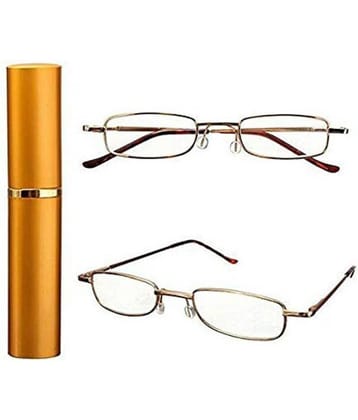 PE - READING GLASSES - PEN CASE MODEL - GOLDEN COLOUR FRAME - POWER + 2.75-1 PAIR