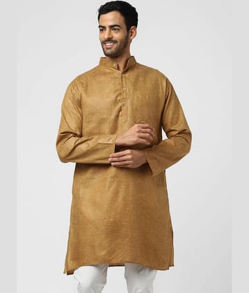 DESHBANDHU DBK - Gold Linen Men's Regular Kurta ( Pack of 1 )
