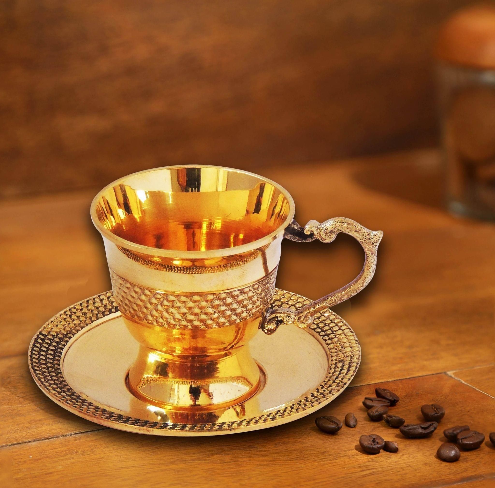 Brass Tea Cup Saucer Set - 110 Ml  (Z272 B)