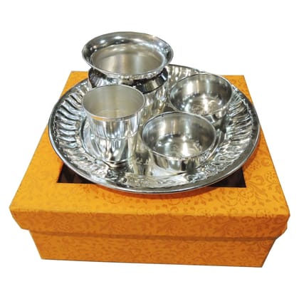 Steel Laddu Gopal Bhog Thali | Bal Gopal Bhog Thali | Steel Pooja Plate for Krishna Ji, Height : 0.5 Inch (SMAS116 D)