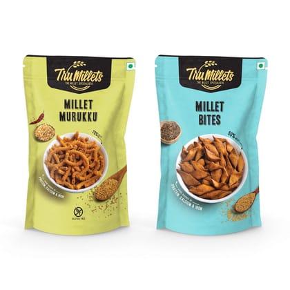 Trumillets | Healthy Millet Snack | Namkeen | Murukku 125g and Millet Bites 125g