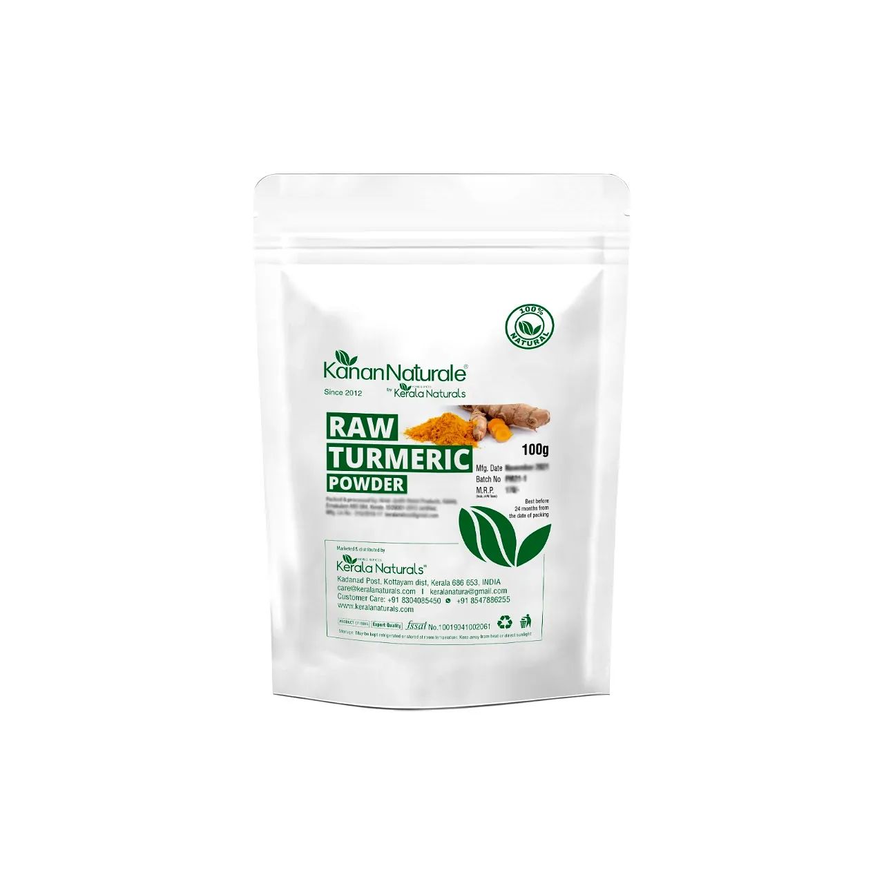 Kanan Naturale Raw Turmeric Powder 200 gm ( 100 gm x 2 Packs )  by Kerala Naturals