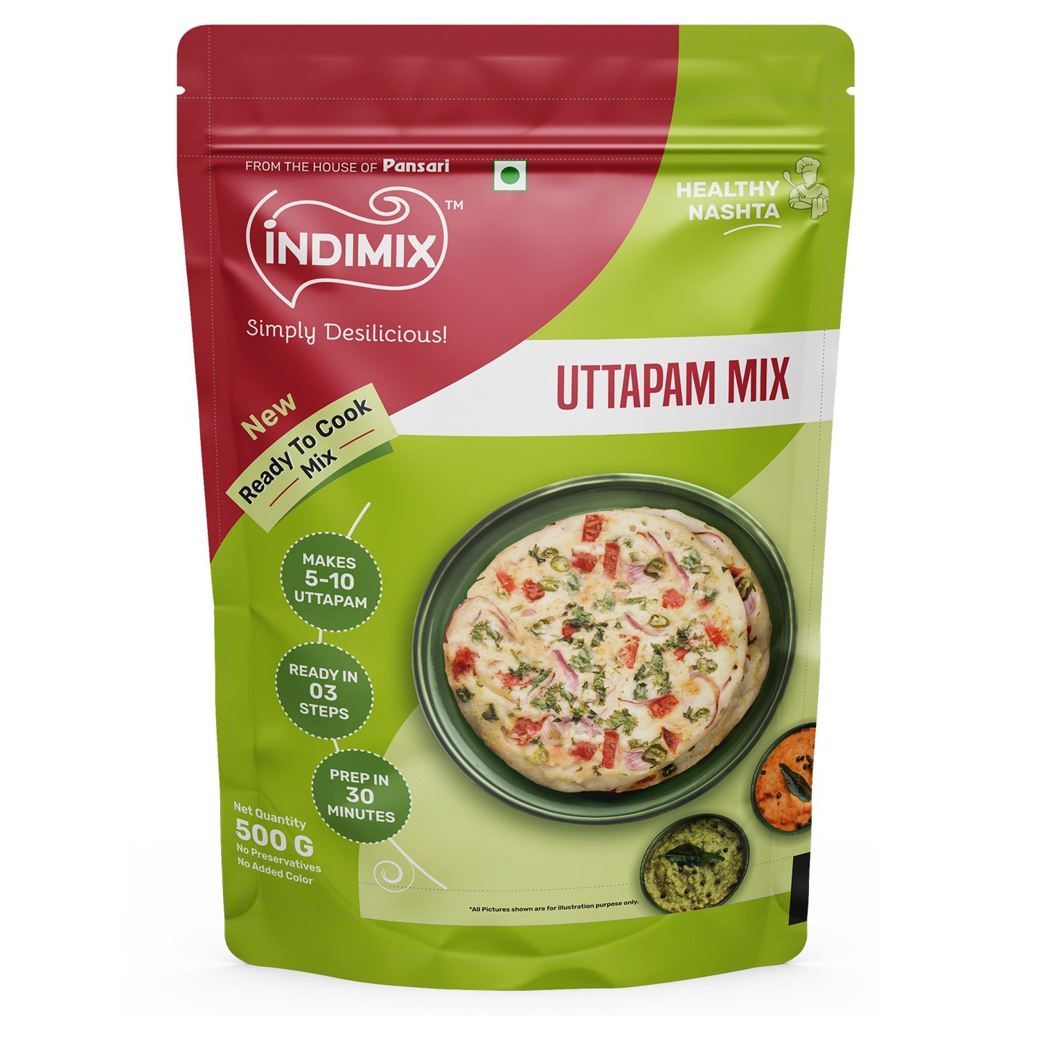 Indimix Ready to Cook Uttapam Mix - 500g