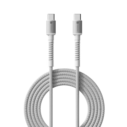 Portronics Konnect X 60W Type C to Type C Unbreakable Nylon Braided Cable (White)