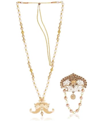 Dulha groom sherwani Necklace/Moti Mala for Men for wedding | Groom Mala and Brooch Set