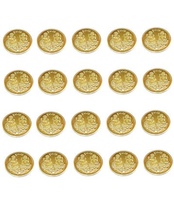 Best Pure Gold Plated LAXMI Ganesh Ganesha Lakshmi Pooja Good Luck Golden Goldan Plated Coin  20pc