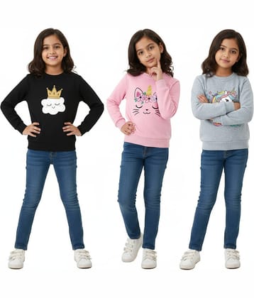 CRAZYON Pack of 3 Girls 100% Cotton T-Shirt ( Multicolor )