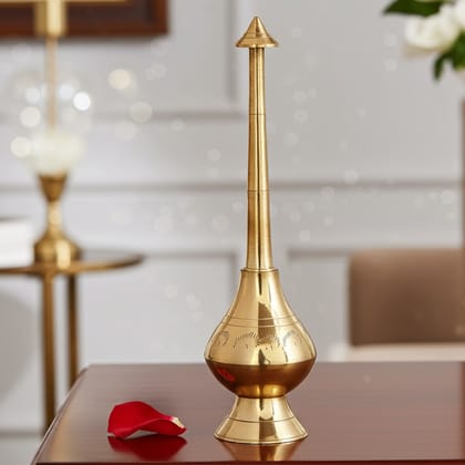 Brass Gulab Pash Rosewater Sprinkler – Antique Pooja Item, Height : 8.1 Inch (ZMAS238 C)