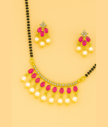 Darshini Designs Red Mangalsutra Set ( Pack of 1 )