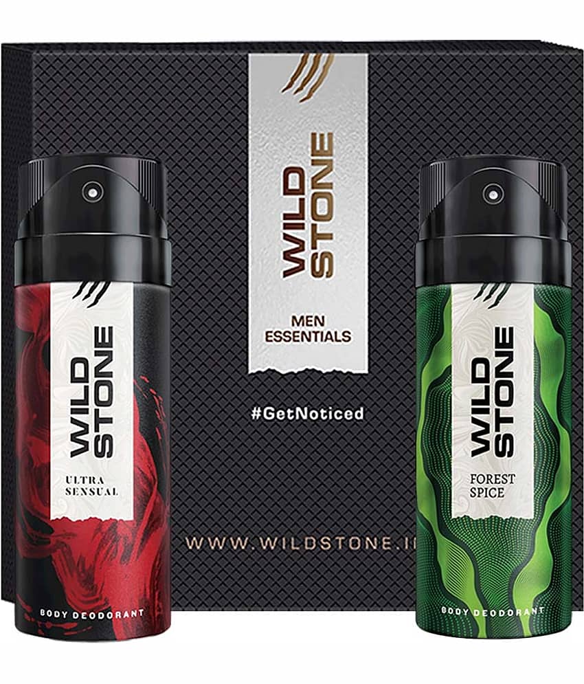 Wild Stone Gift Box with Forest Spice and Ultra Sensual Deodorant (150ml Each) Body Spray - For Men (300 ml, Pack of 2)
