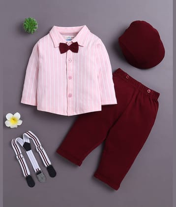 BUMZEE Pack of 1 Boys Cotton Shirt & Pants Set ( Maroon )