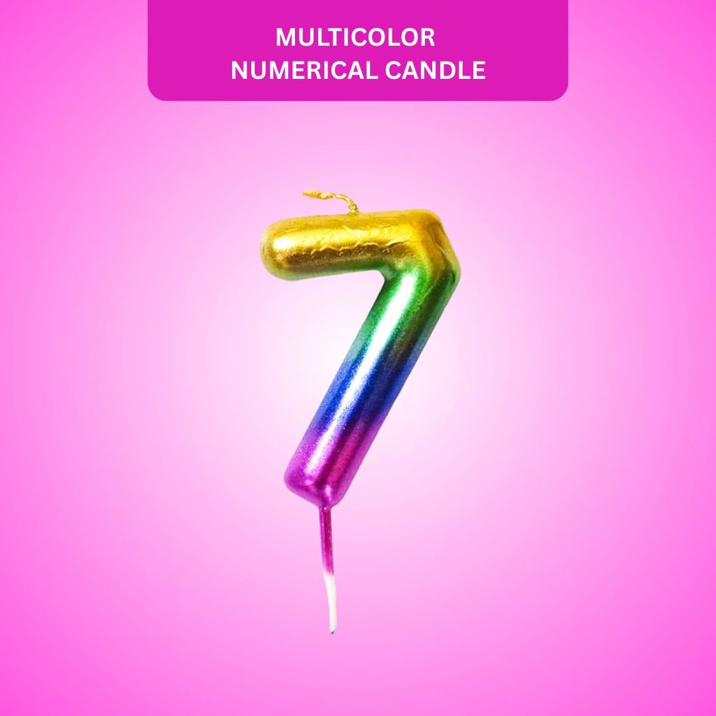 Number 7 Multicolor Candle - 1PC - Party and Festive Needs | Buy online on ZillyBuy