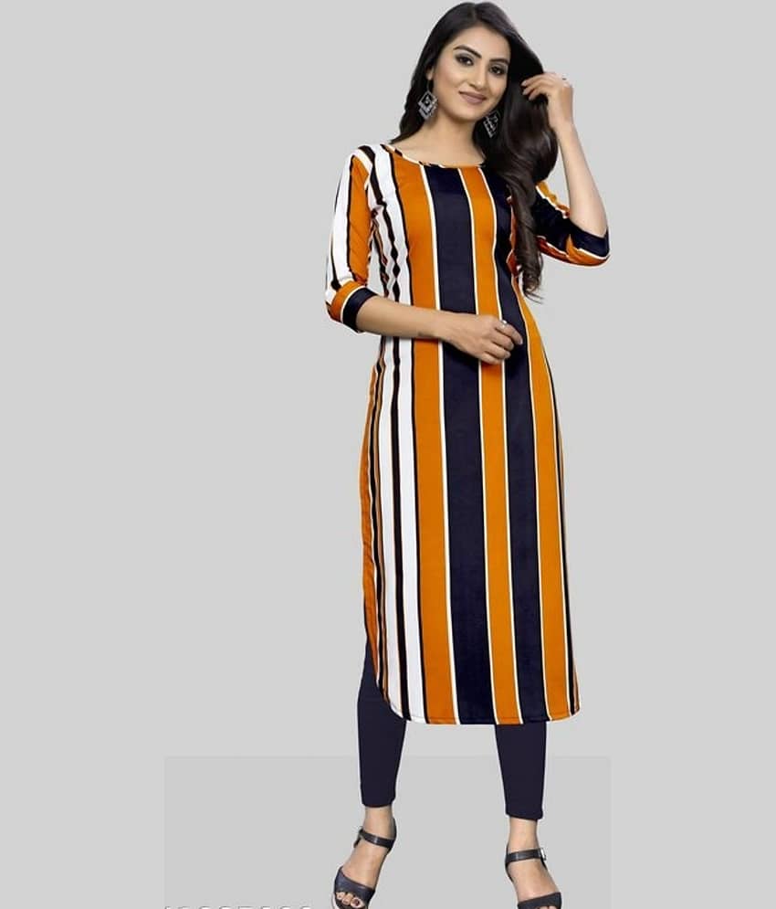 AK FASHION MALL Pack of 1 Crepe Printed Straight Women's Kurti - ( Multicolor )