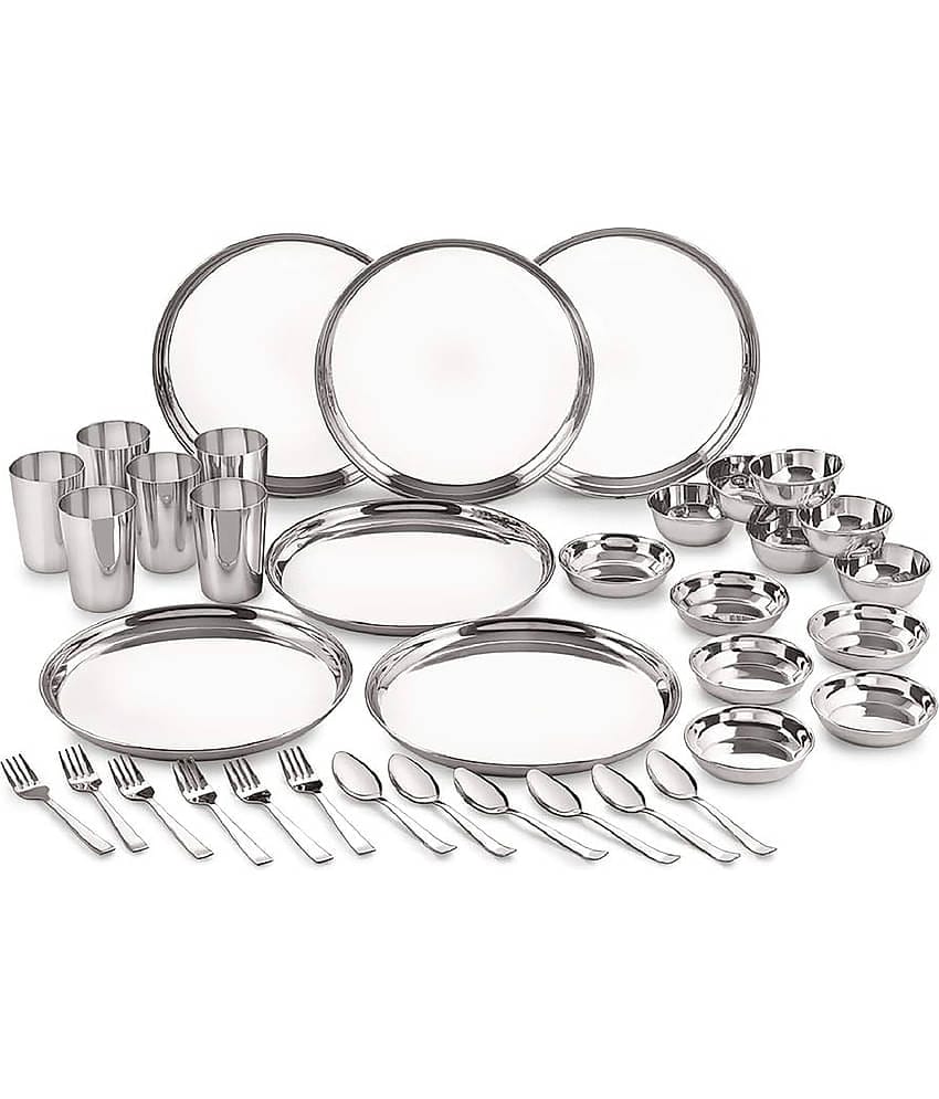 Neelam Silver Stainless Steel Dinner Set ( Pack of 36 )