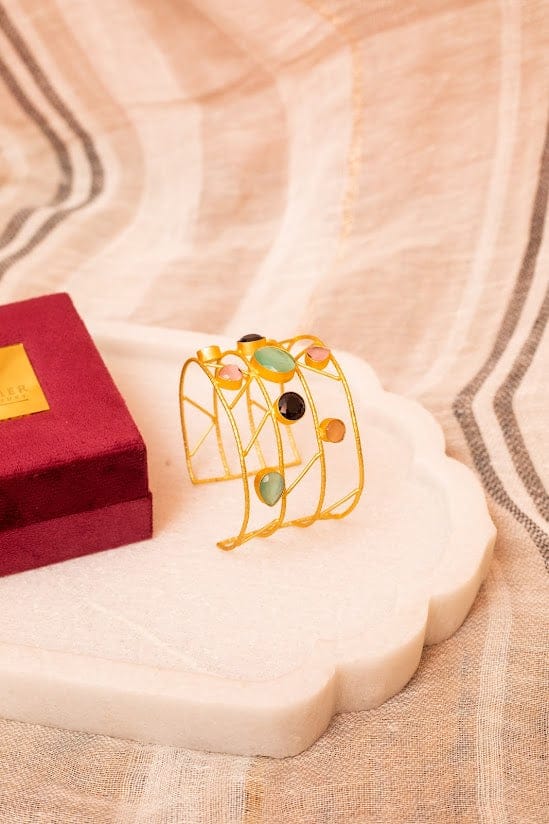 Multi Color Stone Hand Cuff