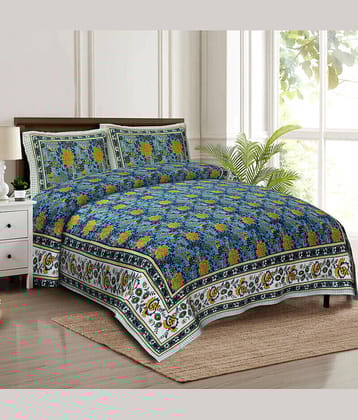 CLOTHORO Cotton 1 Double King Bedsheet with 2 Pillow Covers ( Multicolor )
