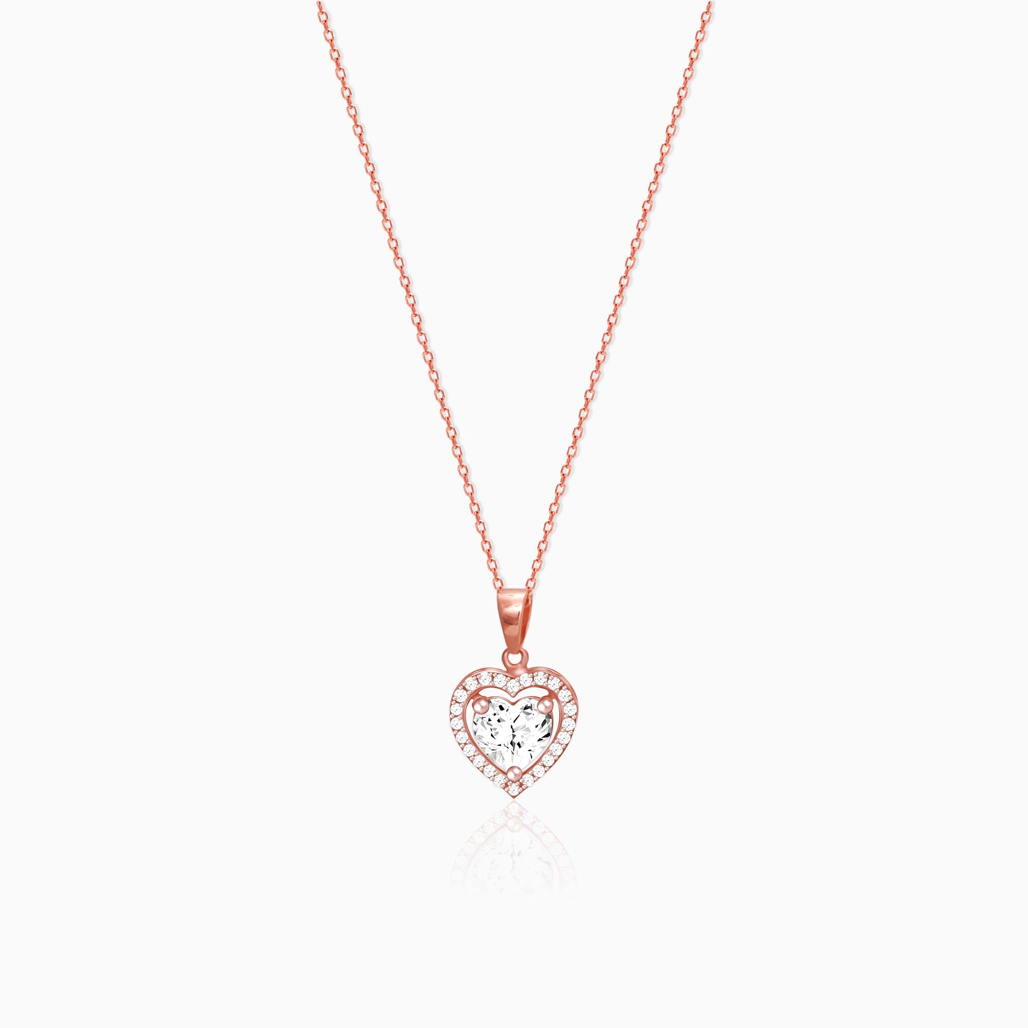 Rose Gold Studded Heart Pendant