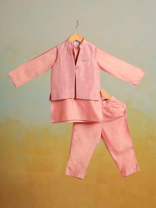 Peach Polka Jacket Set-6-12 months