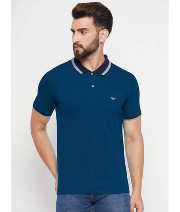 Riss Pack of 1 Polyester Regular Fit Solid Half Sleeves Men's Polo T Shirt ( Blue )