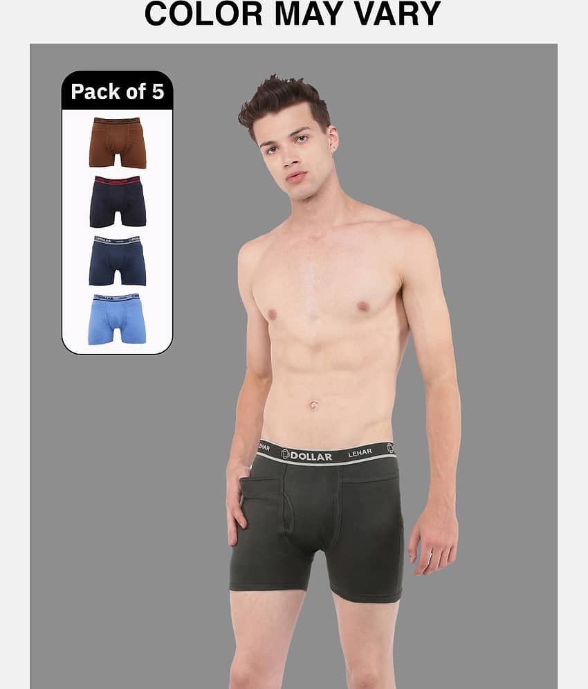 Dollar Lehar Mens Combed Cotton Trunk - Pack of 5 - (Colour May Vary)