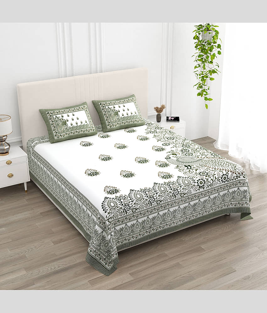 CLOTHORO Cotton 1 Double King Bedsheet with 2 Pillow Covers ( Multicolor )