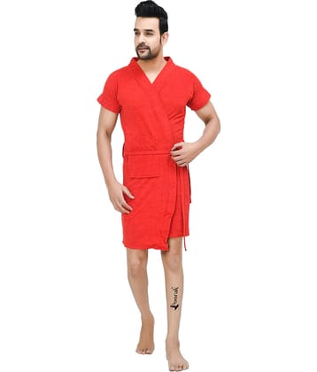Poorak Red Free Size Bathrobe ( Pack of 1 )