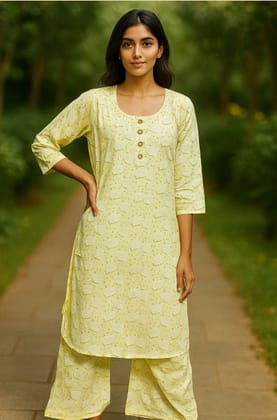 Yellow leaf Ethnic PalazzoKurti Set for Women