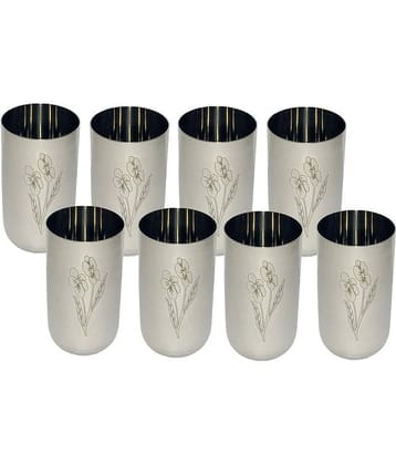 A & H ENTERPRISES - Daily Use Water Steel Glasses Set 300 ml ( Pack of 8 )