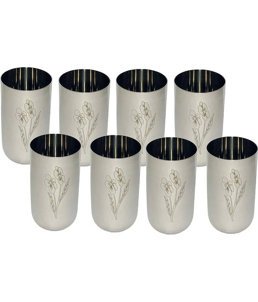 A & H ENTERPRISES - Daily Use Water Steel Glasses Set 300 ml ( Pack of 8 )