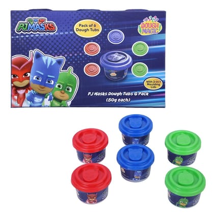 Dough Magic PJ Masks With 2 in 1 Moulding Lid Pack of 6 Tubs