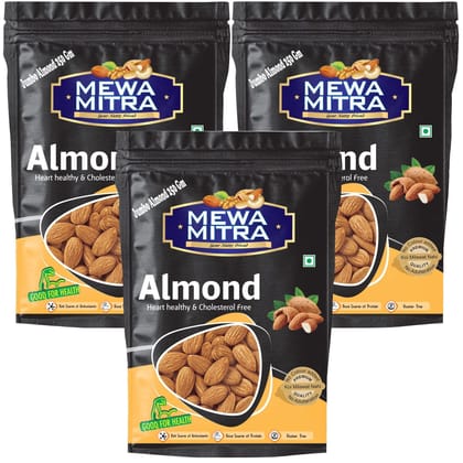 MewaMitra Jumbo Almonds 750g (Pack of 3 x 250g) | Premium Californian Badam Giri | Natural Raw Almonds | High Protein & Fiber Rich Dry Fruits